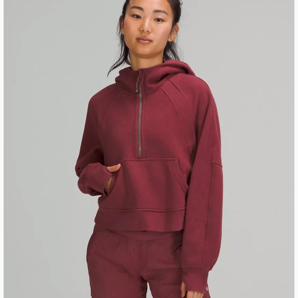 1/2 Zip Scuba Hoodie Mulled Wine size m/l